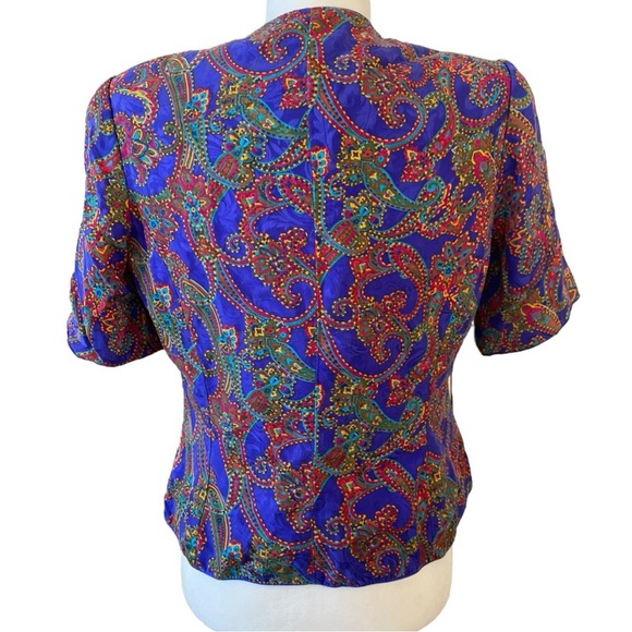 Adrianna Papell Womens Vintage 90s Silk Paisley Button Down Top - Picture 3 of 8